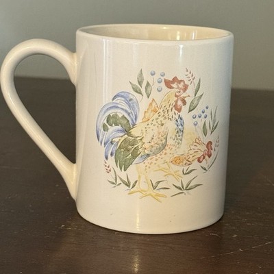 CORELLE Coordinates Morning Rooster Stoneware Coffee Cup 3.5  Tall White