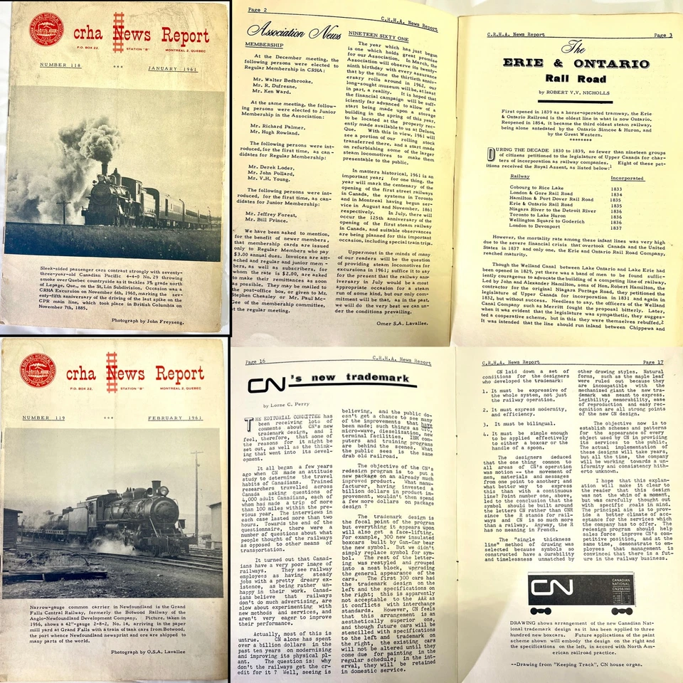 1961 年 1 月 - 12 月加拿大铁路杂志发行 #118 - #128 CRHA 新闻报告 — 第 2/4 张图片