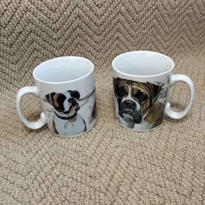 2x Boxer Hund Keramik Tassen Otter House England Hundeliebhaber Geschenk Tassen