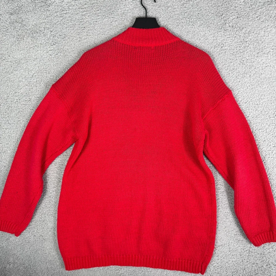 Suéter Tejido Vintage Navidad Años 90 Para Mujer Grande Argyle Campanas Perlas Rojas Sagradas Foto 3 de 4