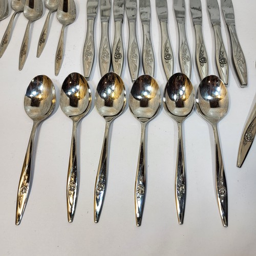 Set Of 24 Oneida Craft Deluxe Lasting Rose Stainless Steel Flatware Replacements - Picture 6 of 12