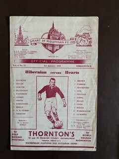 Hearts V Hibernian Football Programme Scottish League 1/1/1951
