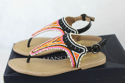 Manoukian Ivy Leder Sandalen Zehentrenner,Damen Gr.36,neu