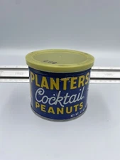 Vtg Planters Cocktail Peanuts 6.5 oz Metal can Plastic Lid 1960's