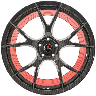 20'' Project 6GR Ten Spoke Wheels Carbon Fiber Dip Red Barrel Ford