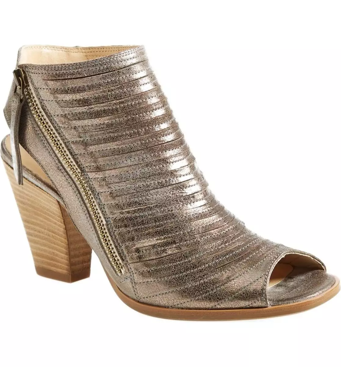 350 PAUL GREEN Cayanne Leather Peep Toe Sandal BOOTIE SMOKE
