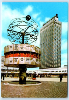 Alexanderplatz with world clock and Interhotel Stadt Berlin GERMANY 4x6 Postcard