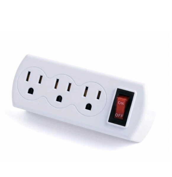 Grifo de pared de alimentación de CA Westinghouse conectado a tierra 3 clavijas 3 tomas con interruptor de encendido / apagado Foto 2 de 2