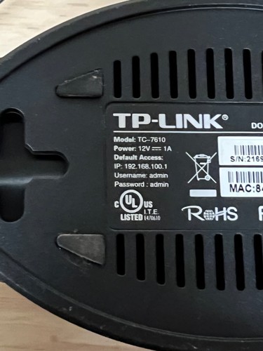 TP-Link TC-7610 300Mbps Wireless N DOCSIS 3.0 High Speed Cable Modem - Picture 2 of 2