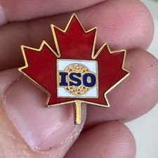 Vtg Canada ISO Pin Red Maple Leaf International Organization for Standardization