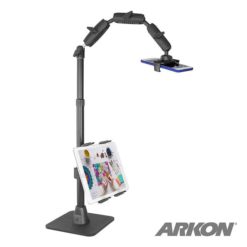 ARKON RCBTABLED Phone Holder Adjustable Overhead Arm Cell Phone w/ Ring Light - Image 2 of 4