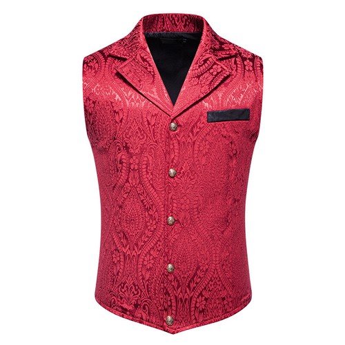 New Medieval Floral Retro Vest Sleeveless Printing Single Breasted Formal Vests - Picture 20 of 27