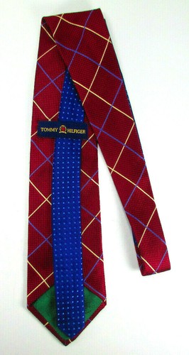 Tommy Hilfiger Imported Silk Neck Tie Men's Red Grid USA Beautiful - Picture 3 of 8
