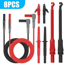 8pcs Multimeter Lead Kit 4mm Wire Piercing Alligator Clip Banana Plug Test Probe