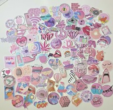 103-Piece Waterproof Sticker Bomb for Water Bottles ,Laptops, Phones, Pink, New