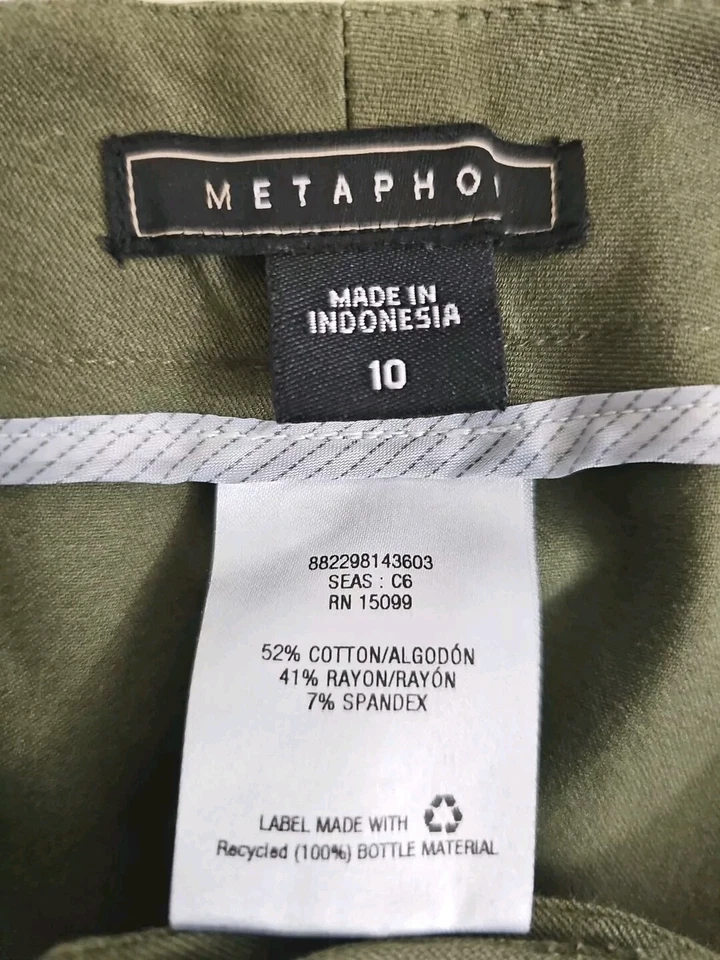 Metáfora ~ Mujer Talla 10~ Verde Oliva Ajustado Pantalones de Vestir Elastizados. Foto 2 de 4