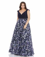 Mac Duggal 67764 Embellished Ballgown Sz 16W Midnight