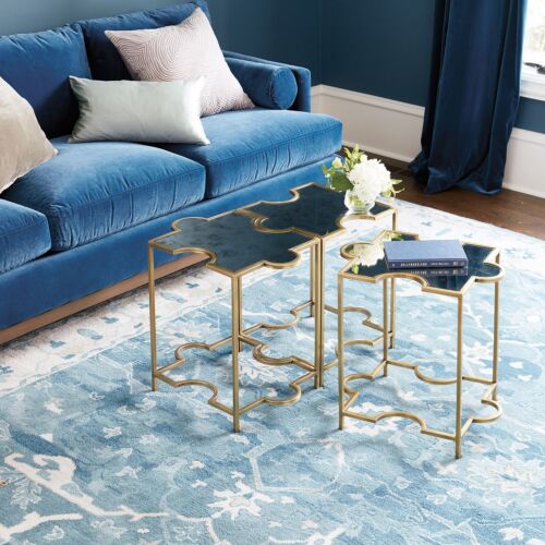 Ballard Designs Mathison Blue Handmade Oriental Style 100% Woolen Rug & Carpet - Picture 2 of 5