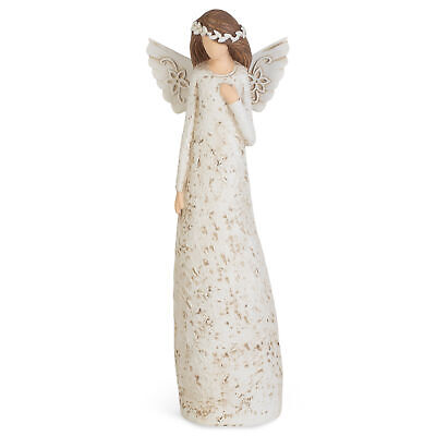 Dicksons Shaded Coffee Brown Angel with Heart 3 inch Resin Decorative Tabletop Figurine 