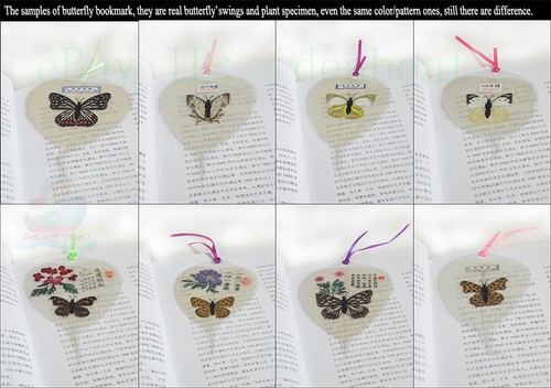 6/12/24/48PCS Real Butterfly Wings & Plant Specimen Leaf Shaped Film Bookmarks - Picture 6 of 7