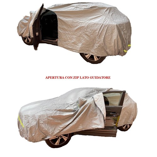 PER AUDI A3 3P TELO COPRIAUTO FELPATO IMPERMEABILE CON ZIP LATERALE CAPPOTTA 48 - Picture 4 of 7