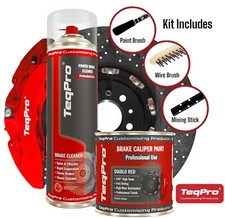 Brake Caliper Paint Kit HIGH GLOSS RED Paint Brush/Brake Cleaner/Wire Brush.