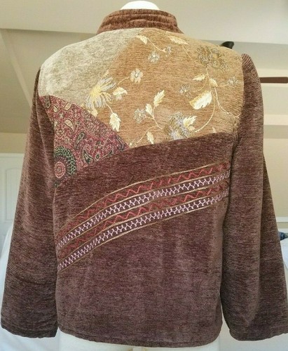alex kim lined S NWT brown long sleeve button down women tapestry jacket blazer. - Picture 2 of 10