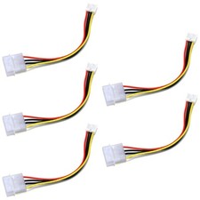 5x 6" Molex 4-Pin 5.25" Male to Floppy 4Pin 3.5" Female Internal DC Power Cable