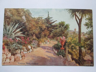 The Rock Gardens Torquay Devon Vintage C.T. Howard Kunst Postkarte P9