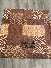 Leopard Giraffe Zebra Animal Bath Shower Curtain 71 x 71 Safari Brown 12 Hooks