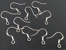 Ear wire Sterling Silver Flat fish hook -Jewelry 10 per Pkg