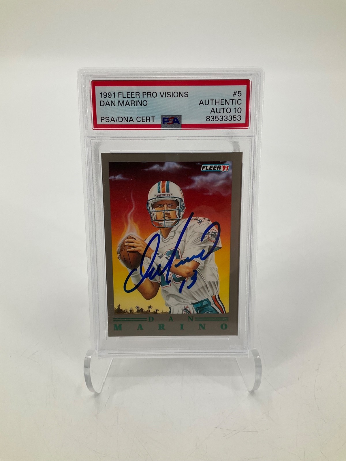 MIAMI DOLPHINS DAN MARINO SIGNED TRADING CARD PSA/DNA GRADE 10 #5/10