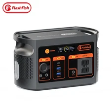 FlashFish Portable Power Station LiFePO4 300W 179Wh AC120V 6-Outputs for Camping