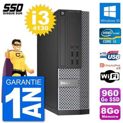 PC Dell Optiplex 7020 SFF Intel i3-4130 RAM 8Go SSD 960Go Windows 10 Wifi
