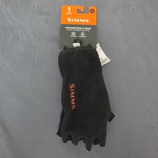 Simms Headwaters Fleece Half Finger Glove Mens M Black New 4-Way Stretch Fishing