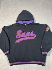 Vintage 90s Starter Phoenix Suns Hoodie Size XL Black NBA Two Tone Pullover Rare