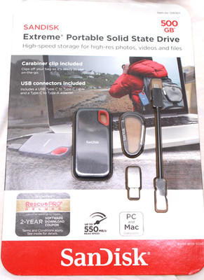 SanDisk Extreme Portable 500 GB USB Type-C 3.2 Gen 2 (3.1 Gen 2) Black NIP