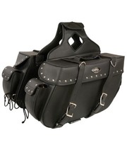 Milwaukee Leather Large Zip-Off Throw Over Riveted Saddle Bag - SH574ZB