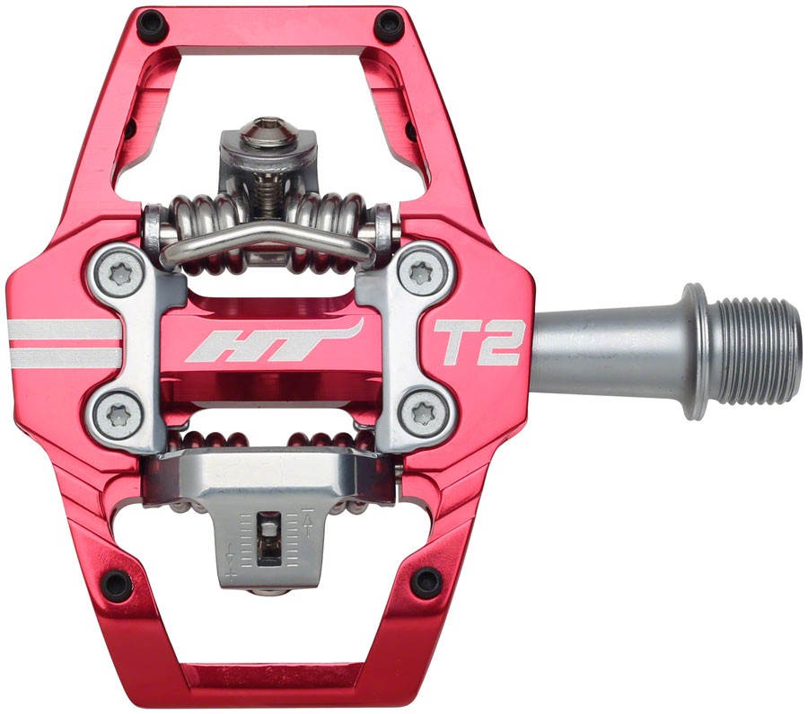 HT Components T2 Pedals - Dual Sided Clipless with Platform, Aluminum, 9/16'', Re