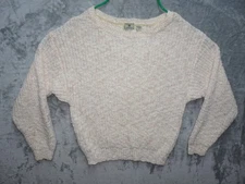 Vintage Limited Express Sweater M Hong Kong 80s Textured Knit Pink Cream Acrylic