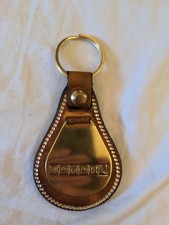 Vintage Classic Metal And Leather Toyota Keychain Solid Brass Charm 1991