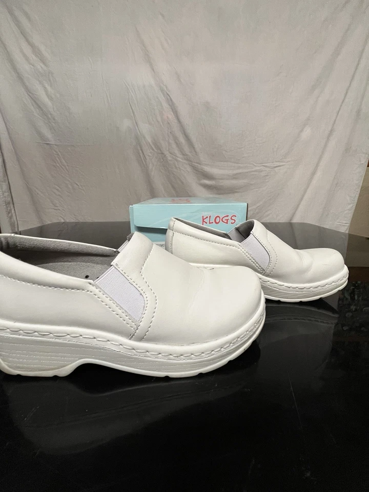 Zuecos para mujer Naples antideslizantes zuecos de cuero blanco talla 7,5 Foto 4 de 4