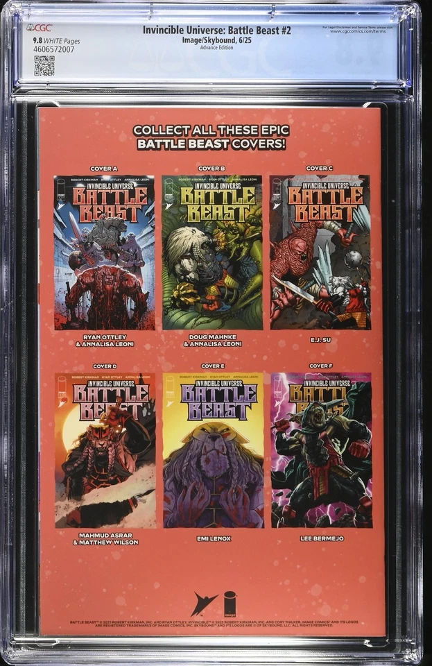 Invincible Universe Battle Beast #2 CGC 9.8 Advance Edition Foil Variant Ottley - Image 2 of 2
