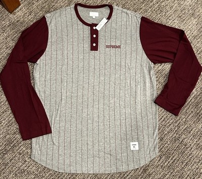 Supreme Baseball Henley Long Sleeve Size XL Grey Maroon SS11 New W/Tags Jersey