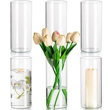 Glasseam Cylinder Vases 6Pcs Clear Glass Vase for Flowers