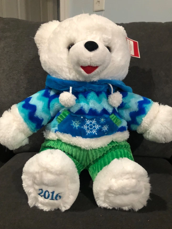 Oso de peluche blanco de vacaciones de Navidad 2016 - grande Foto 2 de 3