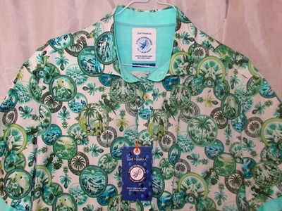 Ausgefallenes  Herrenhemd  ''A Fish Named Fred''  Got Hooked Hawaihemd Gr L  TOP !