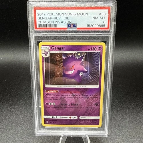 2017 Pokemon Sun & Moon Gengar Reverse Holo Card 38/111 Crimson Invasion PSA 8