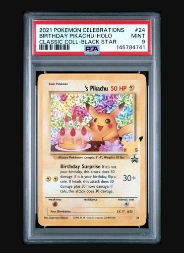 Pokémon Birthday Pikachu 24/53 Celebrations Classic Collection Holo PSA 9