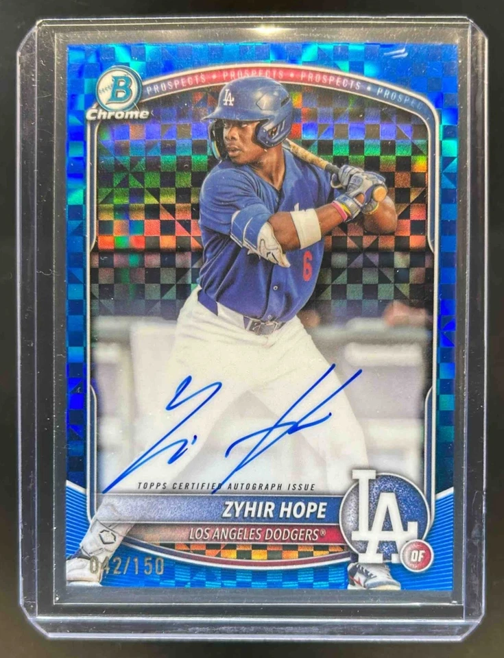 2025 Bowman Zyhir Hope Chrome Prospect Auto Azul X-Fractor #42/150 Dodgers